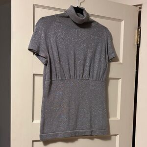 Sparkly Silver Turtleneck Top